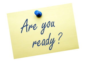 Are you ready? printed on a pinned sticky note.