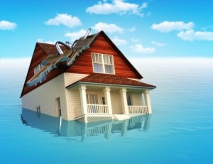 House damages caused by flood or water leak.